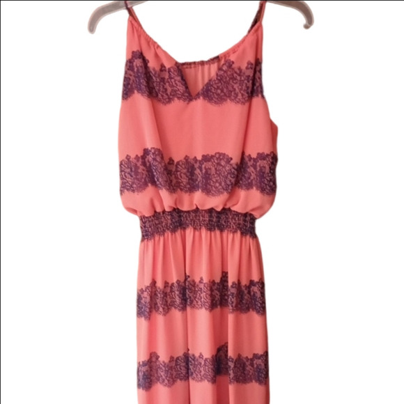 Enfocus Studio Coral & Purple Maxi Dress Size 10 Women’s Formal Evening Gown - Picture 1 of 8